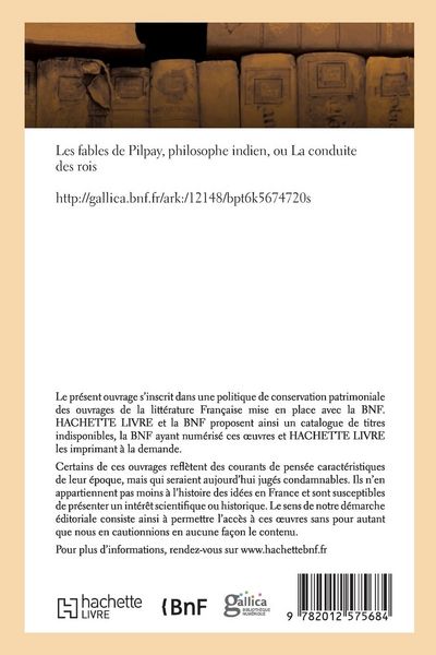 Produktbild: Les fables de Pilpay, philosophe indien, ou La conduite des rois (&Eacute;d.1698)