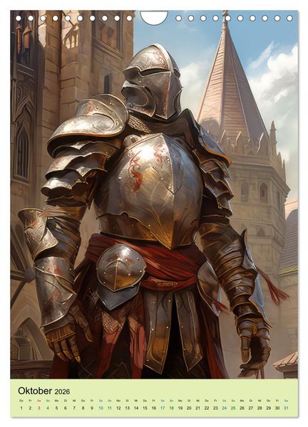 Produktbild: Drachen und stolze Ritter (Wandkalender 2026 DIN A4 hoch), CALVENDO Monatskalender
