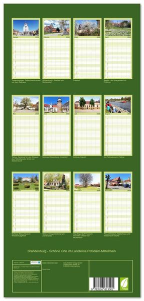 Produktbild: Familienplaner 2026 - Brandenburg - Sch&ouml;ne Orte im Landkreis Potsdam-Mittelmark mit 5 Spalten (Wandkalender, 21 x 45 cm) CALVENDO
