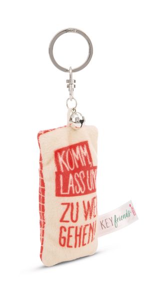 Produktbild: Schl&uuml;sselanh&auml;nger Mini Pl&uuml;schkissen Komm, lass uns zu weit gehen! m. Gl&ouml;ckchen