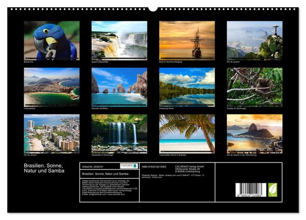 Produktbild: Brasilien. Sonne, Natur und Samba (hochwertiger Premium Wandkalender 2026 DIN A2 quer), Kunstdruck in Hochglanz