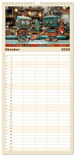 Produktbild: Familienplaner 2026 - Neues aus dem Roboter Sport Club mit 5 Spalten (Wandkalender, 21 x 45 cm) CALVENDO