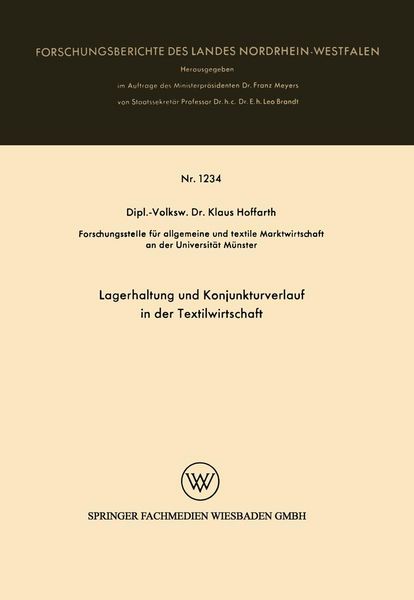 Produktbild: Lagerhaltung und Konjunkturverlauf in der Textilwirtschaft
