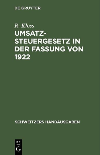 Produktbild: Umsatzsteuergesetz in der Fassung von 1922