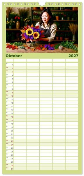 Produktbild: Familienplaner 2027 - Floristen und ihr Handwerk mit 5 Spalten (Wandkalender, 21 x 45 cm) CALVENDO