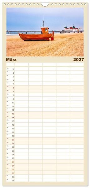 Produktbild: Familienplaner 2027 - Usedom - ein Traumreiseziel mit 5 Spalten (Wandkalender, 21 x 45 cm) CALVENDO
