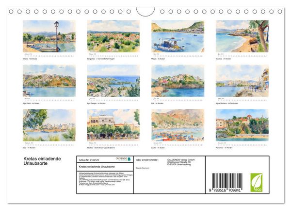 Produktbild: Kretas einladende Urlaubsorte (Wandkalender 2026 DIN A4 quer), CALVENDO Monatskalender
