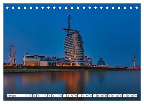 Produktbild: Bremen und Bremerhaven - Nachtaufnahmen (Tischkalender 2026 DIN A5 quer), CALVENDO Monatskalender