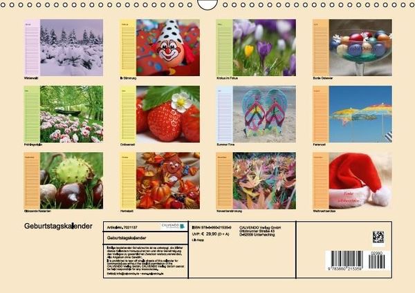Produktbild: Geburtstagskalender (Wandkalender immerw&auml;hrend DIN A3 quer)