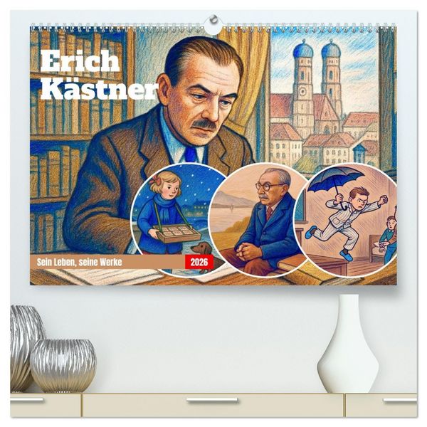 Produktbild: Erich K&auml;stner (hochwertiger Premium Wandkalender 2026 DIN A2 quer), Kunstdruck in Hochglanz