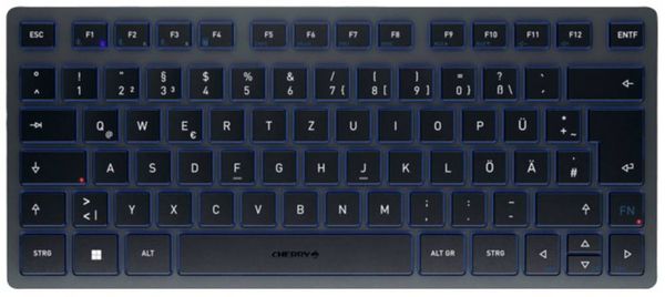 Produktbild: CHERRY KW 7100 MINI BT Bluetooth&reg; Tastatur Deutsch, QWERTZ Blau Ger&auml;uscharme Tasten, Multipair-Funktion