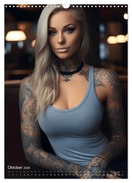 Produktbild: Tattoo Sch&ouml;nheiten - zw&ouml;lf Monate, zw&ouml;lf Frauen und jede Menge Tattoos (Wandkalender 2026 DIN A3 hoch), CALVENDO Monatskalender