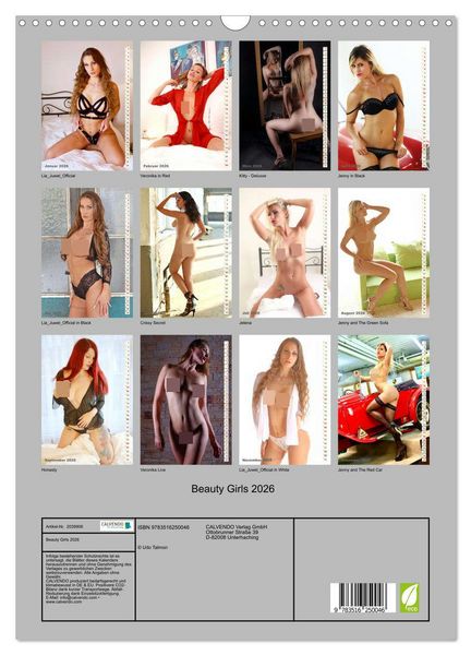 Produktbild: Beauty Girls 2026 (Wandkalender 2026 DIN A3 hoch), CALVENDO Monatskalender
