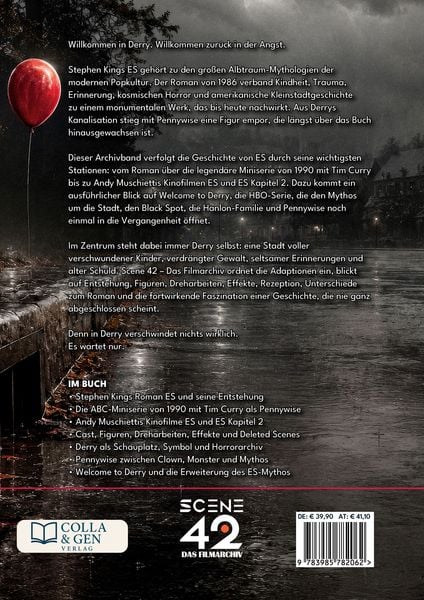 Produktbild: Stephen Kings ES &ndash; Roman, Miniserie, Kinofilme und die R&uuml;ckkehr nach Derry (Scene 42 - Das Filmarchiv, Hardcover)