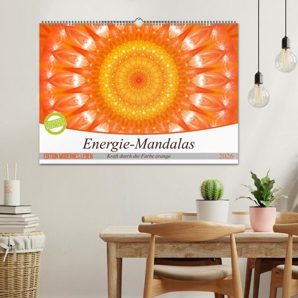 Produktbild: Energie - Mandalas in orange (Wandkalender 2026 DIN A2 quer), CALVENDO Monatskalender