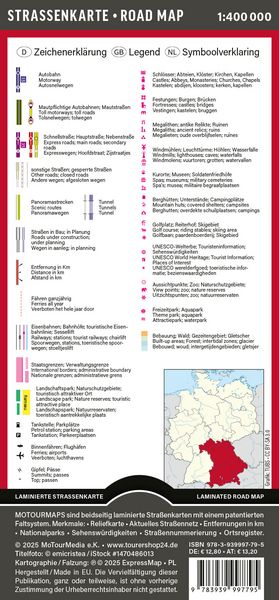 MoTourMaps Bayern Auto- und Motorradkarte 1:400.000