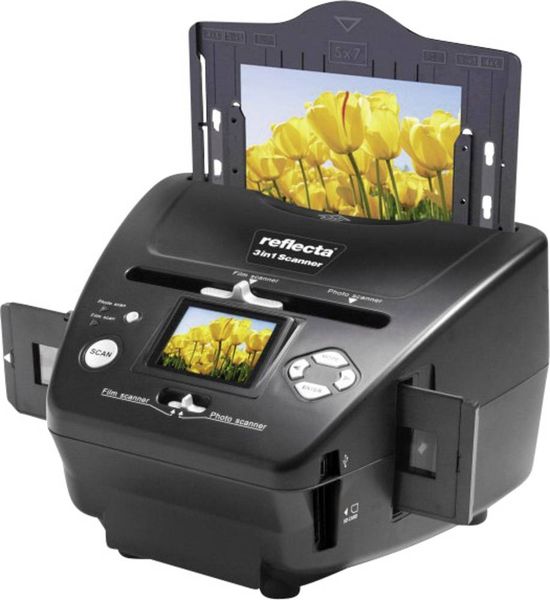 Reflecta 3in1 Scanner Diascanner, Fotoscanner, Negativscanner 1800 dpi Digitalisierung ohne PC, Display, Speicherkarten-
