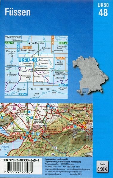 Produktbild: F&uuml;ssen 1 : 50 000 (UK 50-48)