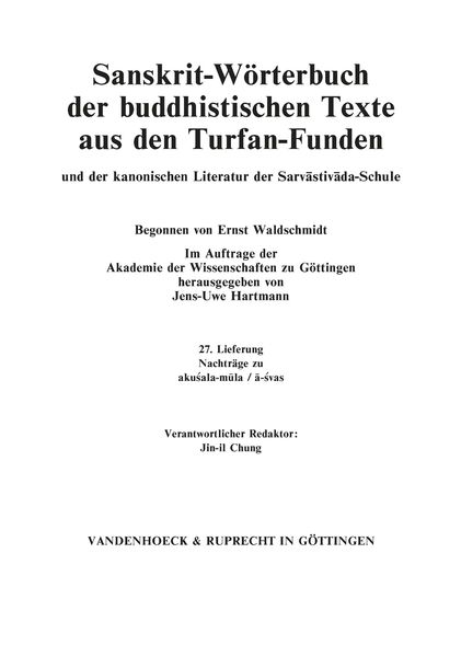 Produktbild: Sanskrit-W&ouml;rterbuch der buddhistischen Texte aus den Turfan-Funden. Lieferung 27
