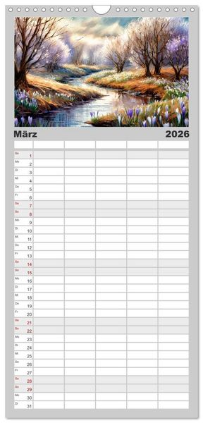 Produktbild: Familienplaner 2026 - Landschaften im Jahreskreis mit 5 Spalten (Wandkalender, 21 x 45 cm) CALVENDO