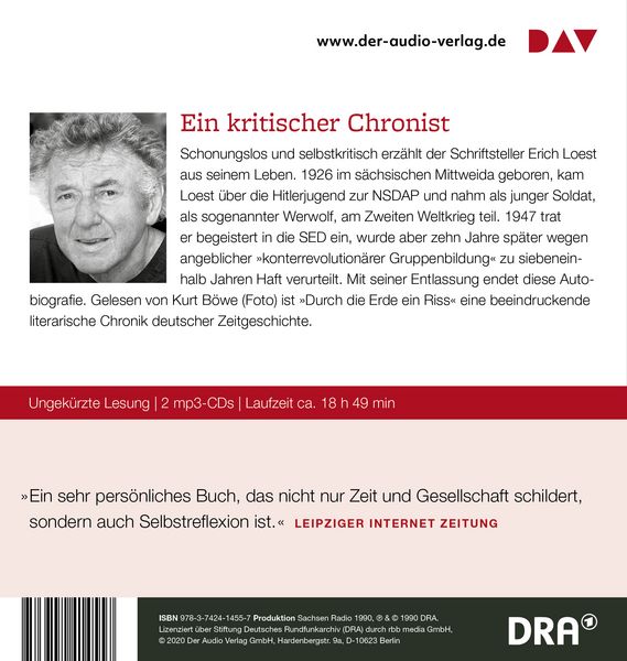 Produktbild: Durch die Erde ein Riss &ndash; Ein Lebenslauf