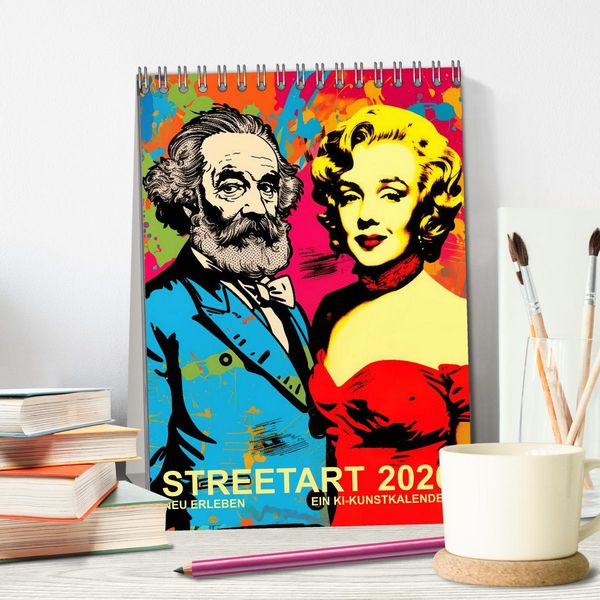 Produktbild: STREETART Neu Erleben Ein KI-Kunstkalender (Tischkalender 2026 DIN A5 hoch), CALVENDO Monatskalender