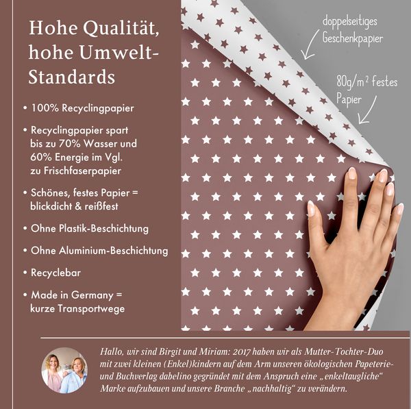 Produktbild: Geschenkpapier-Set Sterne (rot-braun, wei&szlig;)