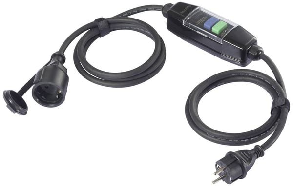 Sygonix SY-6052178 Personenschutz-Verlängerungskabel PRCD 230 V/AC Schwarz IP44