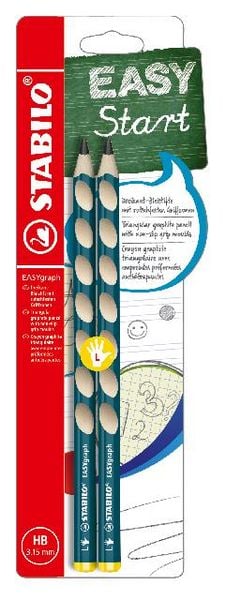 Produktbild: STABILO Ergonomischer Dreikant-Bleistift f&uuml;r Linksh&auml;nder -   EASYgraph in petrol - 2er Pack- H&auml;rtegrad HB