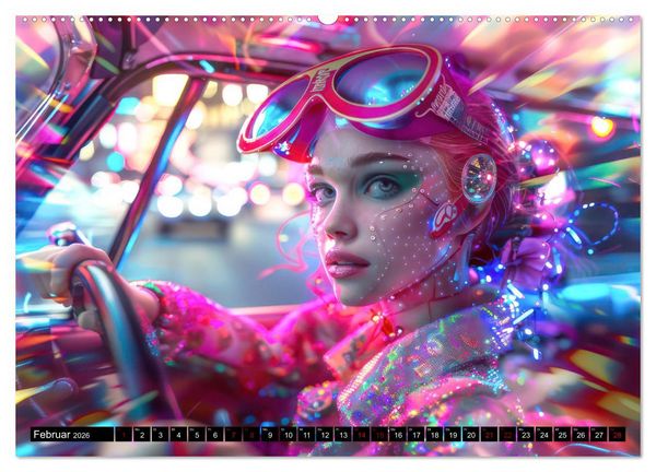 Produktbild: Cyberpunk - Hochtechnisierte Neonwelt (Wandkalender 2026 DIN A2 quer), CALVENDO Monatskalender