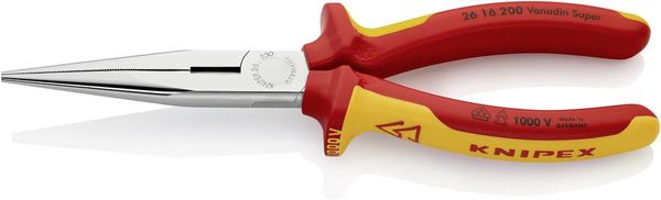 Produktbild: Knipex 26 16 200 VDE Flachrundzange Gerade Vanadium Elektrostahl 200mm