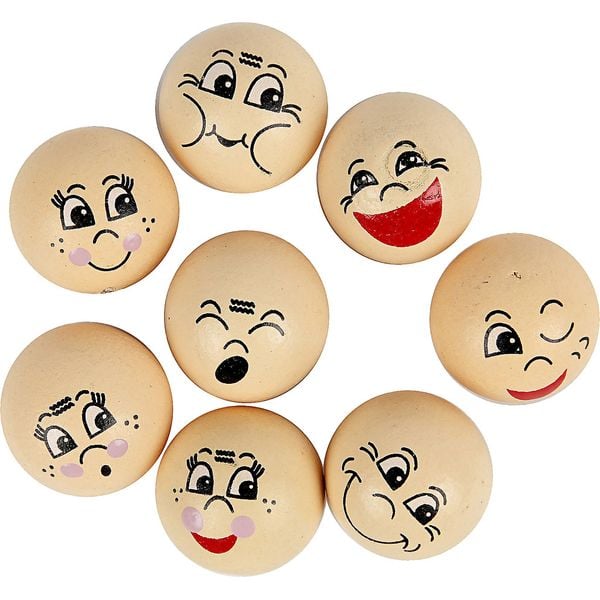 Produktbild: Creativ Company Holzperlen Gesicht, D 20 mm, hellbeige, 16 St&uuml;ck
