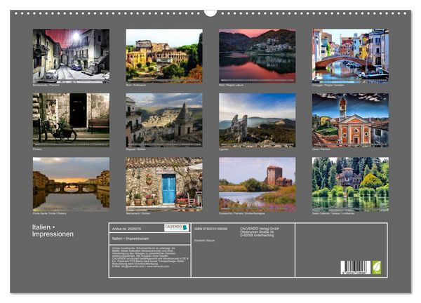 Produktbild: Italien &bull; Impressionen (Wandkalender 2026 DIN A2 quer), CALVENDO Monatskalender