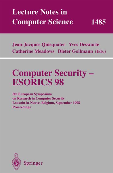 Produktbild: Computer Security - ESORICS 98