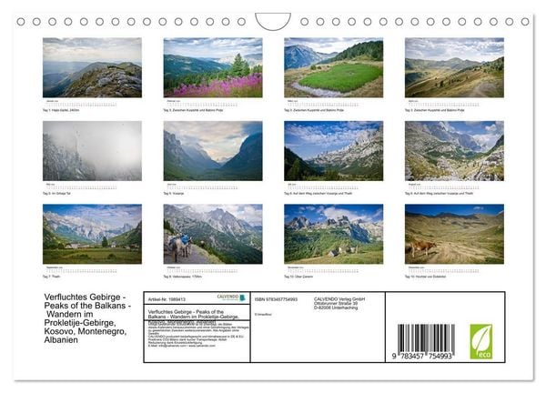 Produktbild: Verfluchtes Gebirge - Peaks of the Balkans - Wandern im Prokletije-Gebirge, Kosovo, Montenegro, Albanien (Wandkalender 2026 DIN A4 quer), CALVENDO Monatskalender