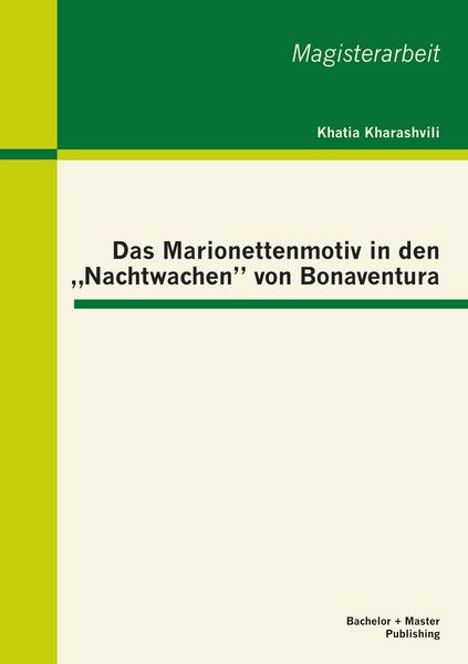 Produktbild: Das Marionettenmotiv in den "Nachtwachen" von Bonaventura