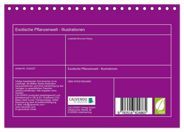 Produktbild: Exotische Pflanzenwelt - Illustrationen (Tischkalender 2027 DIN A5 quer), CALVENDO Monatskalender