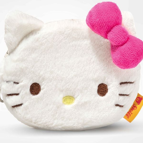 Produktbild: Steiff 024801 - Hello Kitty Geldbeutel, wei&szlig;/pink, Pl&uuml;sch, 10 cm