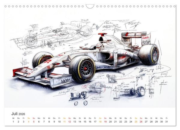 Produktbild: Rennwagen - Design Studien (Wandkalender 2026 DIN A3 quer), CALVENDO Monatskalender