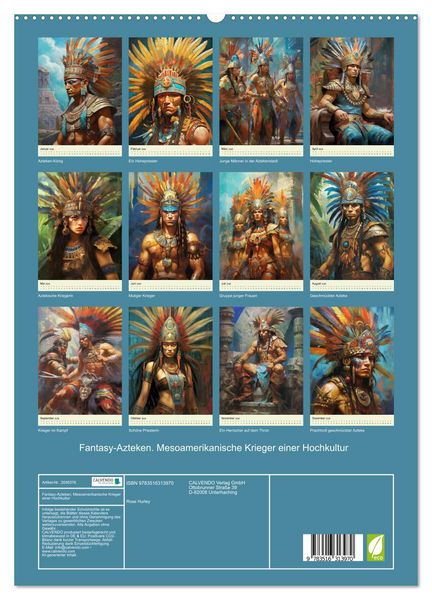 Produktbild: Fantasy-Azteken. Mesoamerikanische Krieger einer Hochkultur (hochwertiger Premium Wandkalender 2026 DIN A2 hoch), Kunstdruck in Hochglanz