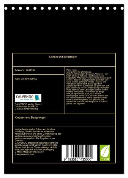 Produktbild: Klettern und Bergsteigen (Tischkalender 2026 DIN A5 hoch), CALVENDO Monatskalender