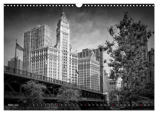 Produktbild: CHICAGO Monochrom (Wandkalender 2026 DIN A3 quer), CALVENDO Monatskalender