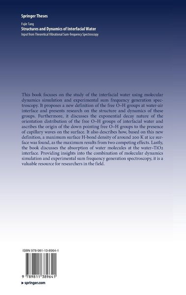 Produktbild: Structures and Dynamics of Interfacial Water
