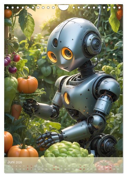 Produktbild: Roboter im Garten - Kleine Helfer (Wandkalender 2026 DIN A4 hoch), CALVENDO Monatskalender