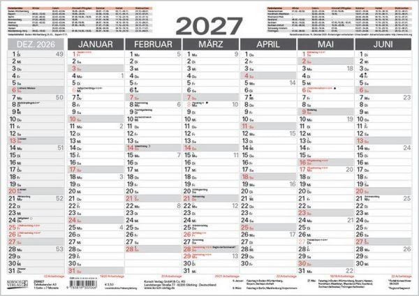 Produktbild: Tafelkalender A3 2027