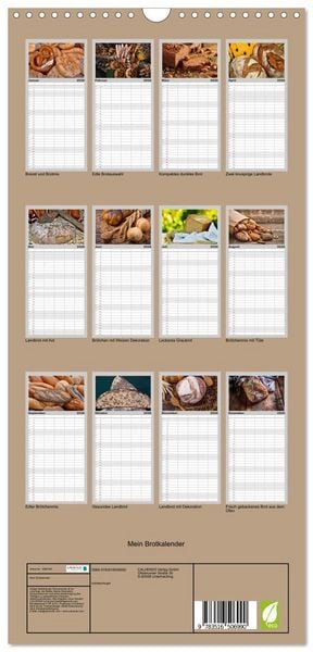 Produktbild: Familienplaner 2026 - Mein Brotkalender mit 5 Spalten (Wandkalender, 21 x 45 cm) CALVENDO