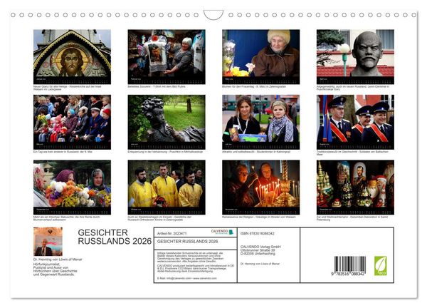 Produktbild: GESICHTER RUSSLANDS 2026 (Wandkalender 2026 DIN A3 quer), CALVENDO Monatskalender