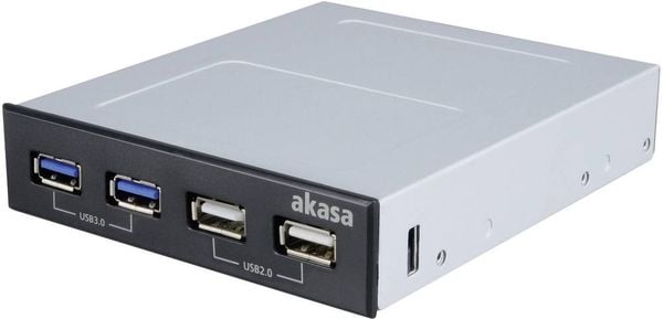 Produktbild: Akasa AK-ICR-12V3 USB-Hub 4 Port USB-A USB 3.0 5 GBit/s Schwarz