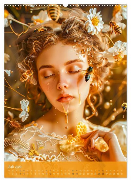 Produktbild: Bienenk&ouml;nigin - Goldene Harmonie von Sch&ouml;nheit, Honig und Bienen (Wandkalender 2026 DIN A2 hoch), CALVENDO Monatskalender