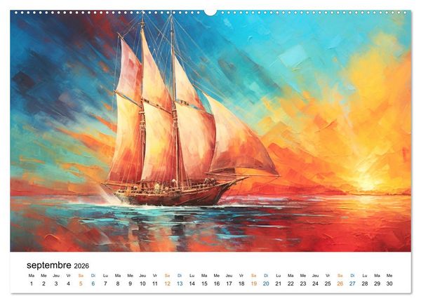 Produktbild: Sc&egrave;nes &eacute;piques de voiliers (Calendrier mural 2026 DIN A2 vertical) calendrier de bureau